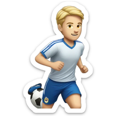 young white man with short hair soccer player running sticker