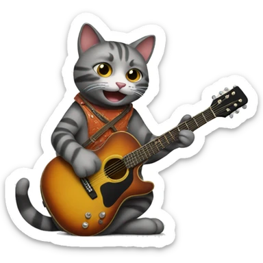 Cat playing guitar sticker
