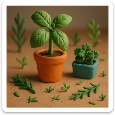 herbs, claymation style sticker