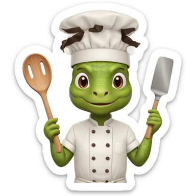 iguana chef cooking sticker