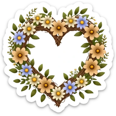 nature wreath heart, boho beautiful  sticker