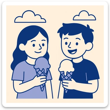 happy children with melting ice cream cones sticker