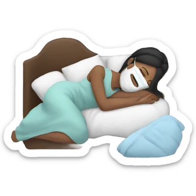woman sleeping with facemask sticker