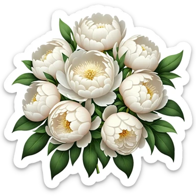 A large bouquet of white peonies sticker