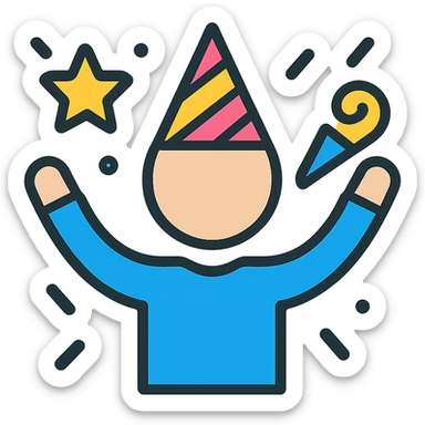 a person celebrating at a party sticker