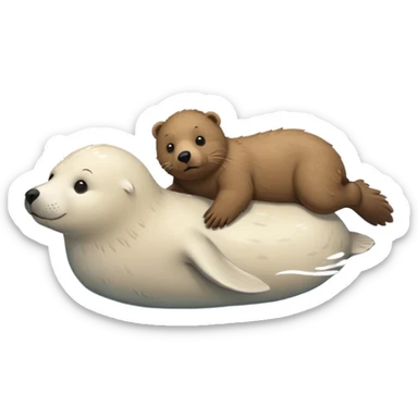white seal and brown bear sticker