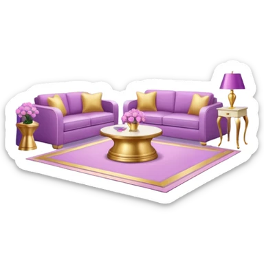 luxury studio apartment with pink, gold and lilac decorations sticker