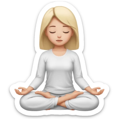 girl meditation eyes closed. without circel. sticker