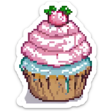 A cupcake with pink icing sticker