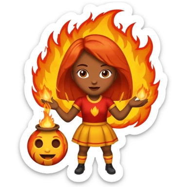 Faça uma boneca jogando carimba, em que a bola que ela está segurando está queimando sticker