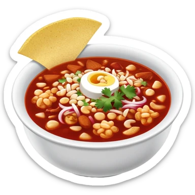 a bowl of pozole rojo, ultra realistic sticker