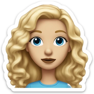 woman with long, blond and wavy hair, blue, big eyes and a small nose and big nice lips  sticker