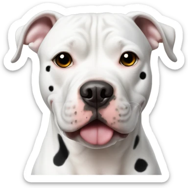 White pit bull with black spot with around one eye  sticker