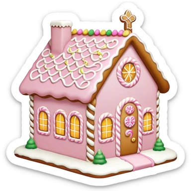 light pink and gold and white gingerbread house sticker