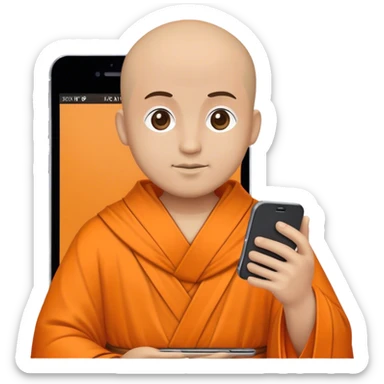 a mobile Phone in a monk orange robe sticker