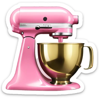 Realistic pink kitchenaid mixer with gold hardware. sticker