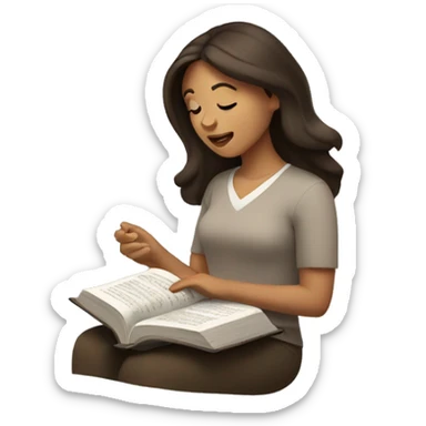 Brunette woman reading Bible sticker