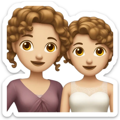 Two women with brown hair married sticker