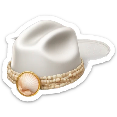 White cowgirl hat with seashell band sticker