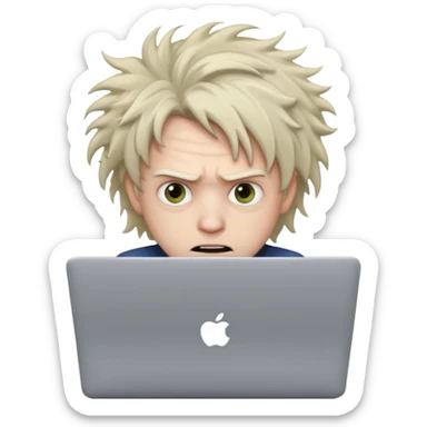 Crazy guy on laptop sticker