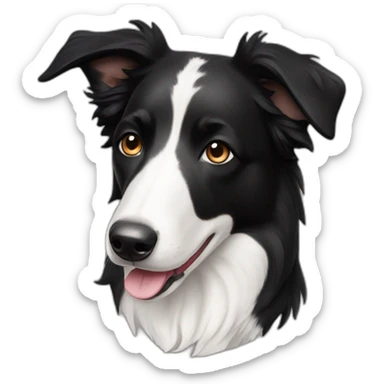 black short hair boarder collie with white neck sticker