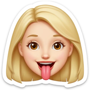 a girl sticking her tongue out being happy sticker