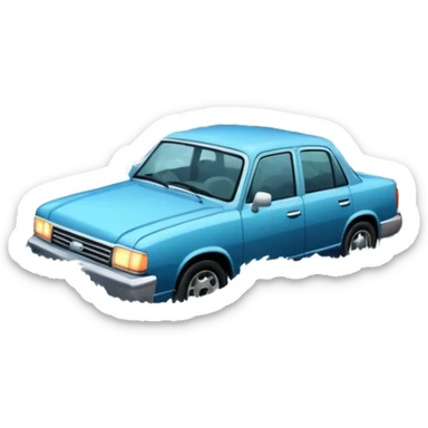 showing a flood disaster scene with strong water waves overflowing streets, partially submerged houses and cars, dark cloudy sky sticker