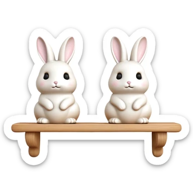 Cute bunny figurines on a shelf on a wall sticker