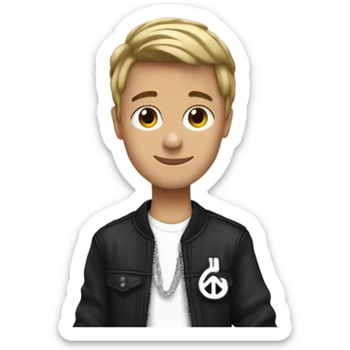 bieber with peace sign sticker