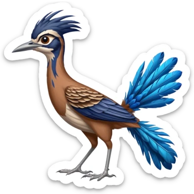 realistic roadrunner bird emoji, tail pointed down, realistic colors sticker