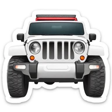 White Jeep Wrangler Rubicon with white roof and red rims  sticker