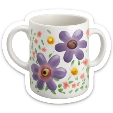 ceramic mug with flowers painted on it sticker