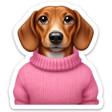 Weiner dog with pink sweater sticker