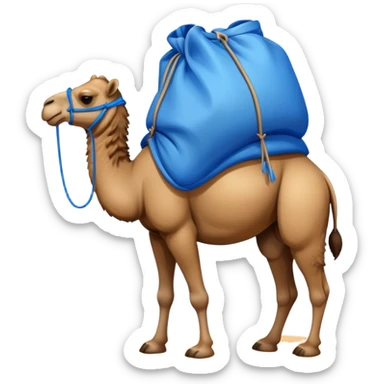 camel with a blue sack on its back sticker