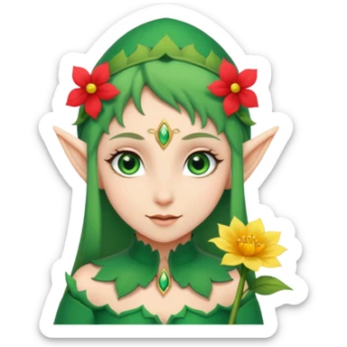 elf woth flower sticker