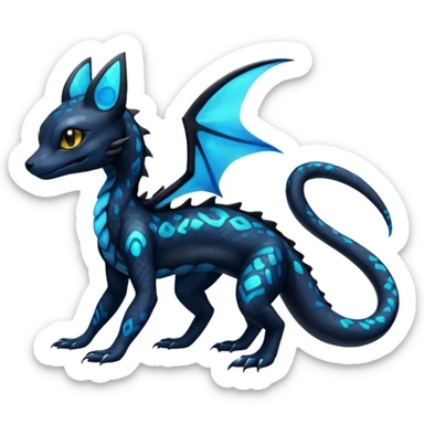 Shiny beautiful gorgeous ethereal Scaley Exotic Salandit-Umbreon-Fakémon-hybrid-creature (full body) sticker