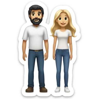 White Family of dad with black hair and beard, mom with light brown long hair, and daughter with medium dark blonde hair   sticker