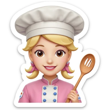 Pink chef princess peach sticker