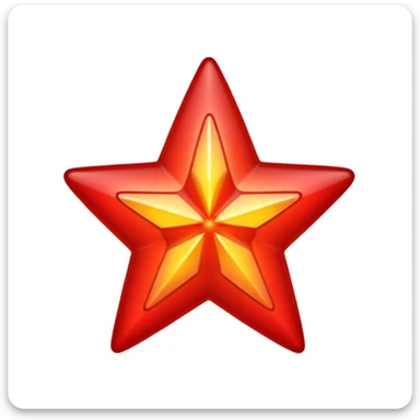 A single red star emoji in cartoon style. The star should be symmetrical, shiny, and have smooth edges. It should glow softly with a red aura. The design should be friendly and emoji-like, with a transparent background. sticker