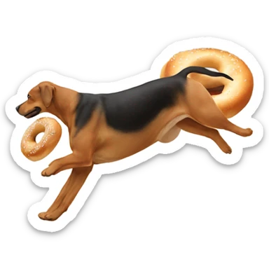one bagel with legs running from a dog sticker