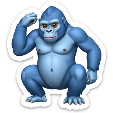 a blue gorilla with no legs sticker