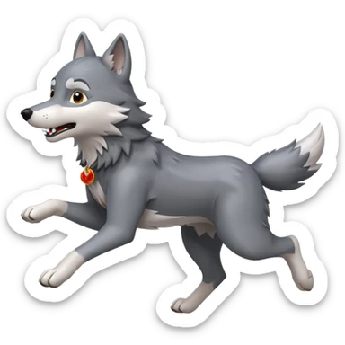 Wolf run cartoon sticker