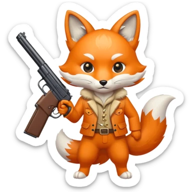 Kitsune holding a gun  sticker