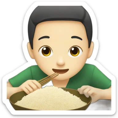 japanese boy eating rice sticker