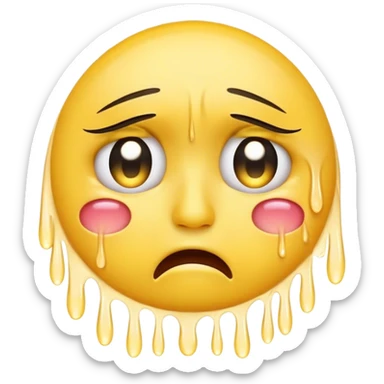 yellow face emoji with long lashes, crying sticker