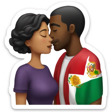Black guy kissing Mexican lady sticker