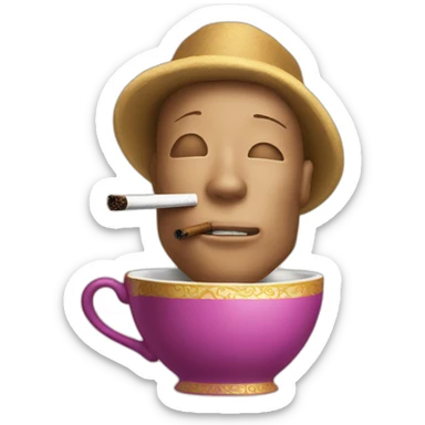 a teacup smoking a cigar sticker