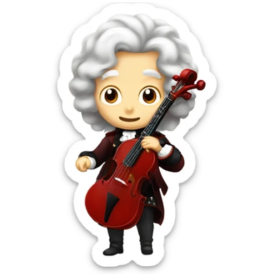 Antonio Vivaldi standing Baroque Red wig old chibi banjo sticker
