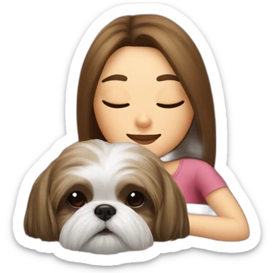 Shih tzu dog and human woman sleeping on couch sticker