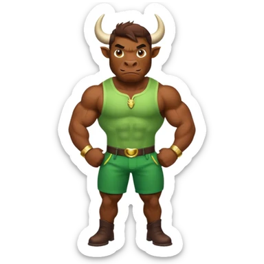 Green bull with clothes sticker